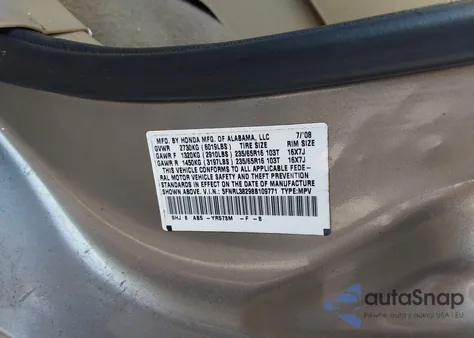 2008 Honda Odyssey Lx из США, поврежденный, VIN 5FNRL38298B109771